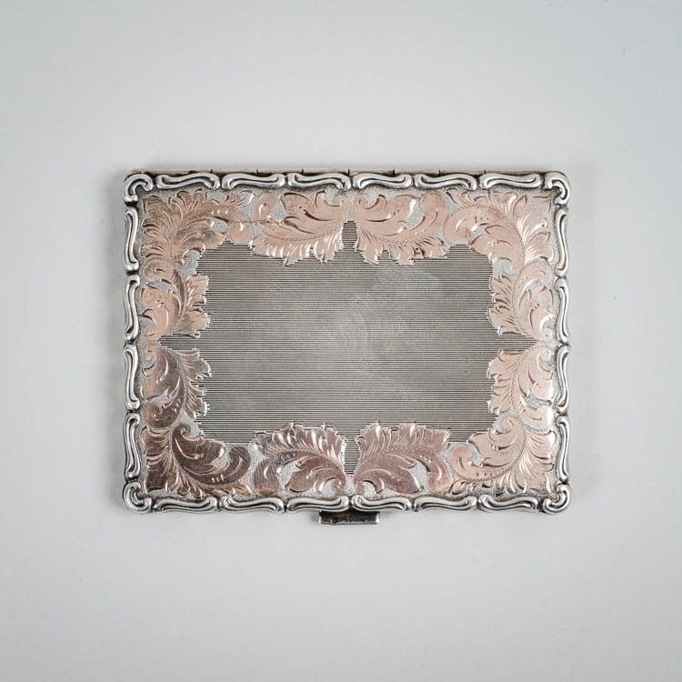 Silver cigarette case with guilloché and gilt border, probably Germany, c. 1900–1925
