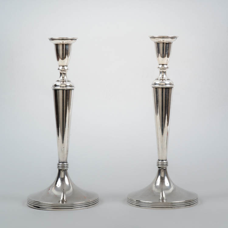Pair of gilt silver table candlesticks, Banská Bystrica (Austro-Hungarian Empire), early 20th century