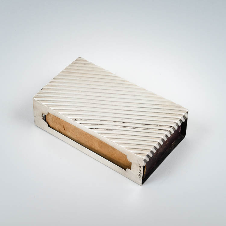 Art Deco silver match holder, Romania, early 20th century