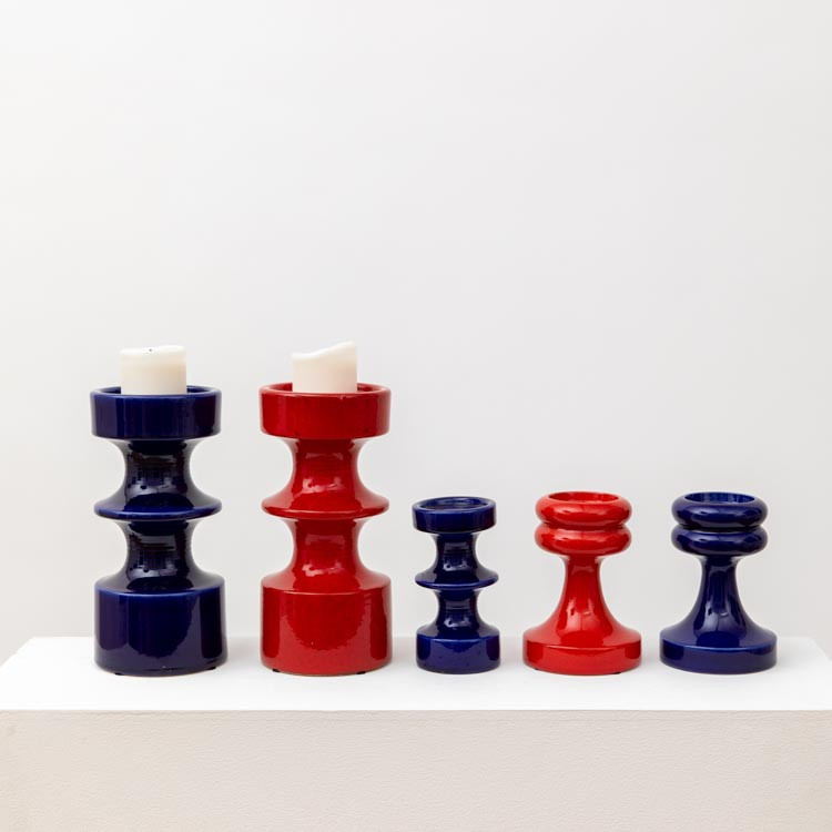 Set of 5 Cari Zalloni ceramic candlesticks