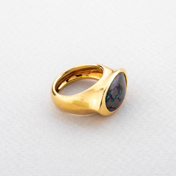Vintage designer ring with boulder matrix opal