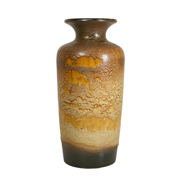 Large Vintage Scheurich Keramik 'Haro' Beige Brown Textured Fat Lava Ceramic Floor Vase